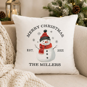 Süßer Schneemann individuelles Weihnachten Kissen