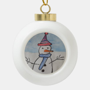 Süßer Schneemann Keramik Kugel-Ornament