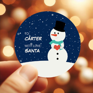 Süßer Schneemann Kinder Weihnachtsgeschenk Runder Aufkleber