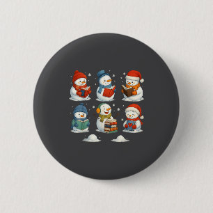 Süßer Schneemann liest Bücher Weihnachten Winter B Button