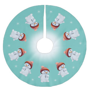 Süßer Schneemann-Mandala und Schneeflocken auf Tür Polyester Weihnachtsbaumdecke