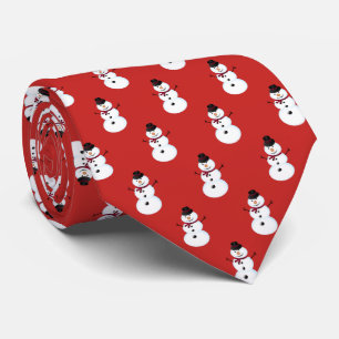 Süßer Schneemann mit Hut, Narbe auf Rot Krawatte