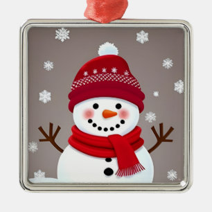 Süßer Schneemann mit rotem Schal Ornament Aus Metall