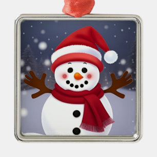 Süßer Schneemann mit rotem Schal Ornament Aus Metall