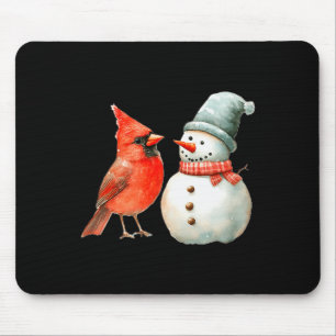 Süßer Schneemann mit Vogel Winter Weihnachtsszene  Mousepad