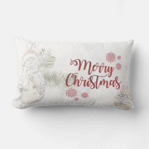 Süßer Schneemann mit Weihnachtsmannmütze, Frohe We Lendenkissen