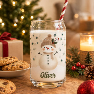 Süßer Schneemann Schneeflocken Kinder Name Dosenglas