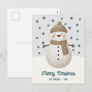 Süßer Schneemann-Schneeflocken-Zeichnung Weihnacht Feiertagspostkarte