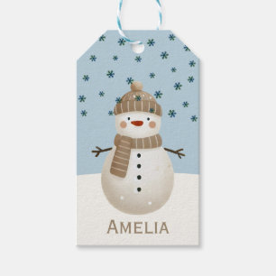 Süßer Schneemann-Schneeflocken-Zeichnungsname Weih Geschenkanhänger