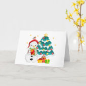 Süßer Schneemann und Weihnachtsbaum Karte (Gelbe Blume)