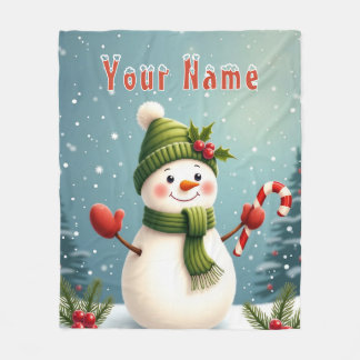 Süßer Schneemann-Weihnachtsentwurf mit individuell Fleecedecke