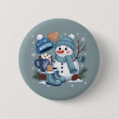 Süßer Schneemann Winterstimmung Weihnachten Button (Vorderseite)