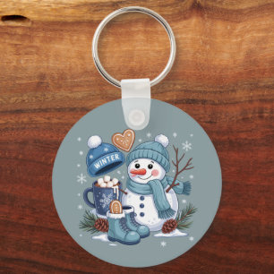 Süßer Schneemann Winterstimmung Weihnachten Schlüsselanhänger