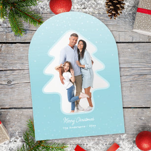 Süßer Schneewinter Weihnachtsbaum-förmiges Foto Acryleinladungen