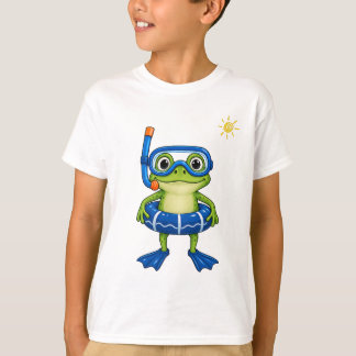 Süßer Schnorchelnder Frosch Schwimmender Cartoon T-Shirt
