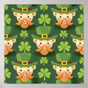 Süßer Schnurrbart-Leprechaun Poster