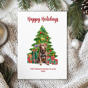 Süßer Schokoladen-Labrador-Hund Familien-Weihnacht Feiertagskarte