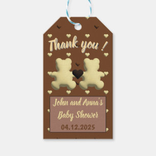 Süßer Schokoladenbär Baby Shower Geschenkanhänger