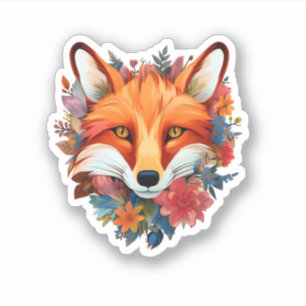 Süßer Schöner Wasserfarben-Fuchs-Blume Aufkleber