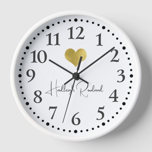 Süßer Schriftname Gold Herz Monogramm Uhr (Vorderseite)