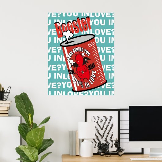 Süßer schüchterner Teufel in LOVE Poster (Heimbüro)