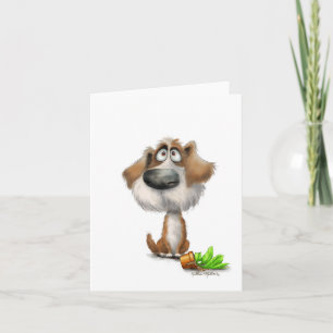 Süßer schuldiger zotteliger Hund Cartoon Karte