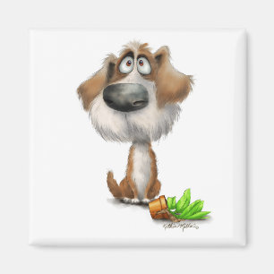 Süßer schuldiger zotteliger Hund Cartoon Magnet