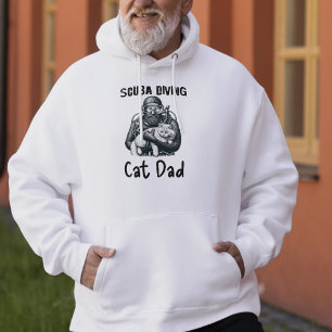 Süßer Schwarz-auf-Weiß-Taucher-Kater-Vater Hoodie