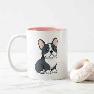 Süßer Schwarz-Weiß Französische Bulldogge Zweifarbige Tasse
