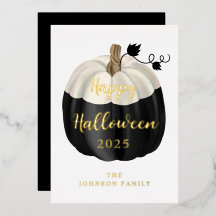 Süßer Schwarz-Weiß-Kürbis Frohes Halloween Gold