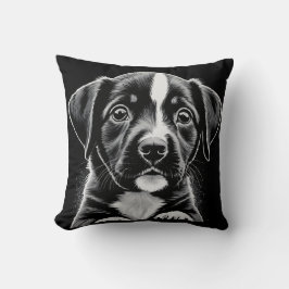 Süßer Schwarz-Weiß-Welpe – Kuschel-Hunde-Freund-Ki Kissen