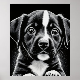 Süßer Schwarz-Weiß-Welpenposter Poster