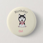 Süßer schwarz-weißer Husky-Hund Button (Vorderseite)