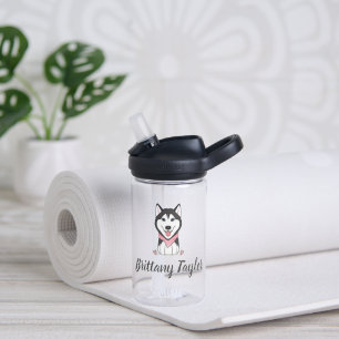 Süßer schwarz-weißer Husky-Hund Trinkflasche