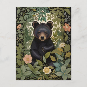 Süßer Schwarzbär-Babylebensraum Botanischer Wald Postkarte