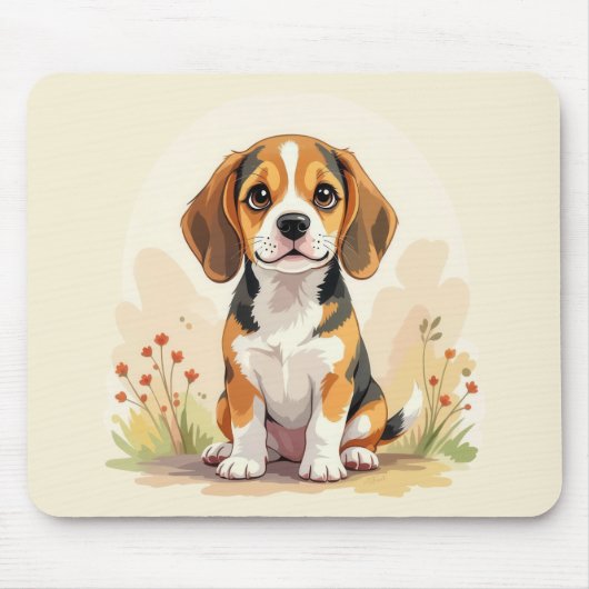 Süßer schwarzer brauner und weißer dreifarbiger Be Mousepad (Vorne)