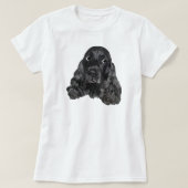 Süßer schwarzer Cocker Spaniel T-Shirt (Design vorne)