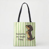 Süßer schwarzer Dachshund bettelt um Leckerlis Str Tasche (Vorderseite)