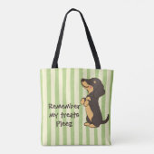 Süßer schwarzer Dachshund bettelt um Leckerlis Str Tasche (Rückseite)