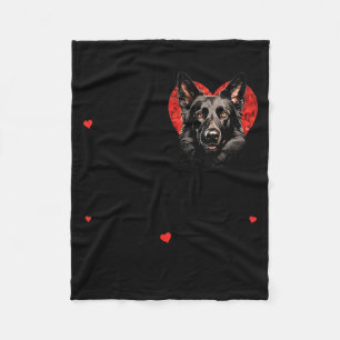 Süßer schwarzer deutscher Schäferhund Valentinstag Fleecedecke