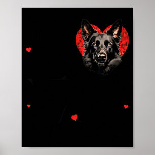 Süßer schwarzer deutscher Schäferhund Valentinstag Poster
