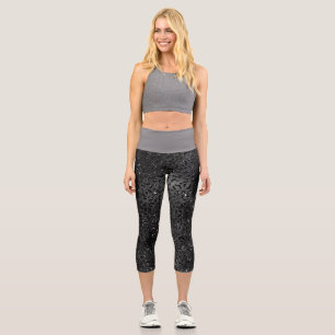 Süßer schwarzer Gepard Leopardenfell Druck Tier Capri Leggings