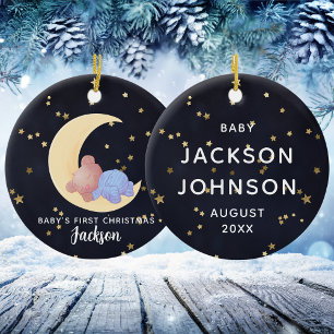 Süßer schwarzer Goldbär Junge Baby's erstes Weihna Keramik Ornament