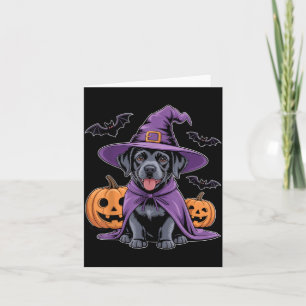 Süßer schwarzer Hund Hexe Halloween Kürbisse und F Karte