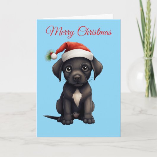 Süßer schwarzer Hund zu Weihnachten (Vorderseite)