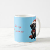 Süßer schwarzer Hund zu Weihnachten Kaffeetasse (VorderseiteRechts)