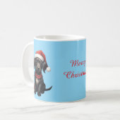 Süßer schwarzer Hund zu Weihnachten Kaffeetasse (Vorderseite Links)