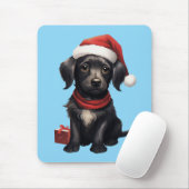 Süßer schwarzer Hund zu Weihnachten Mousepad (Mit Mouse)
