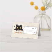 Süßer schwarzer Katzen Halloween Platzkarte (Vorderseite)
