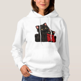 Süßer schwarzer Katzen-Hoodie - Gemütliche schwarz Hoodie